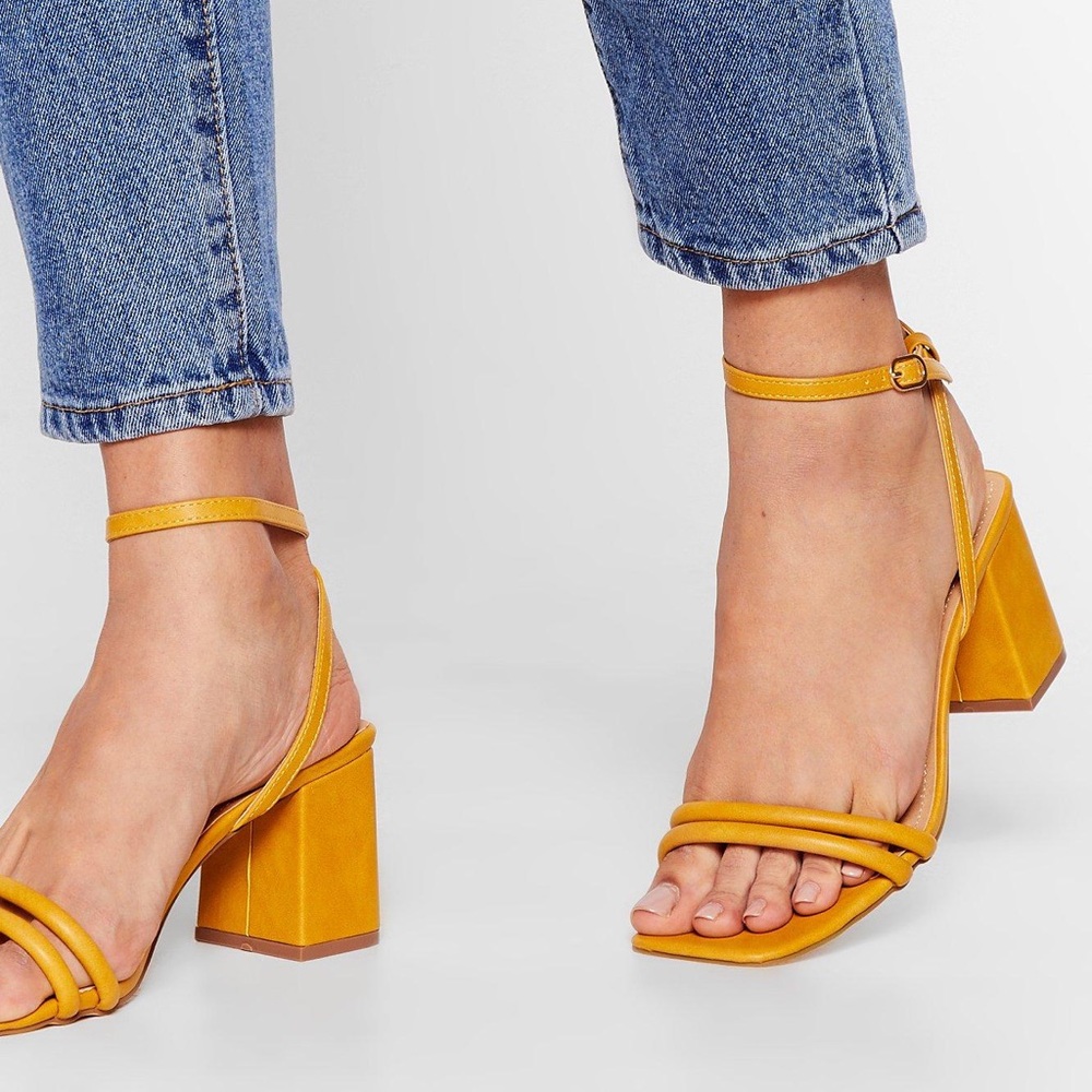 Yellow Ankle Strap Sandal Heels
